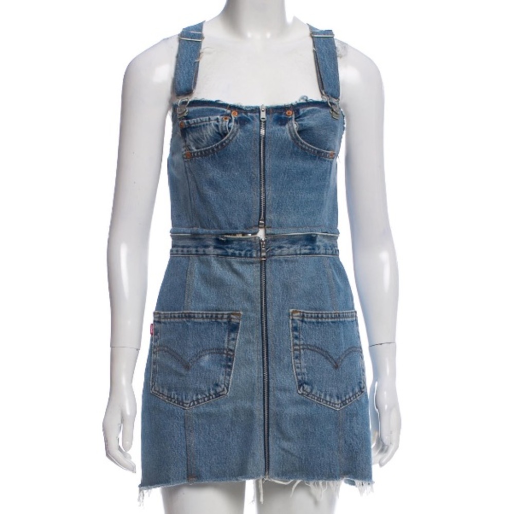 RE/DONE denim overall mini dress - XS S